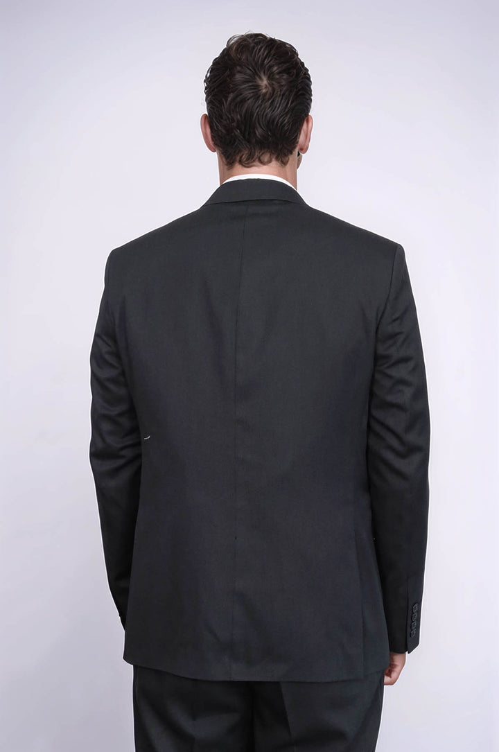 3 -Piece Single Button Peak Lapel Black Men Suit - Wessi
