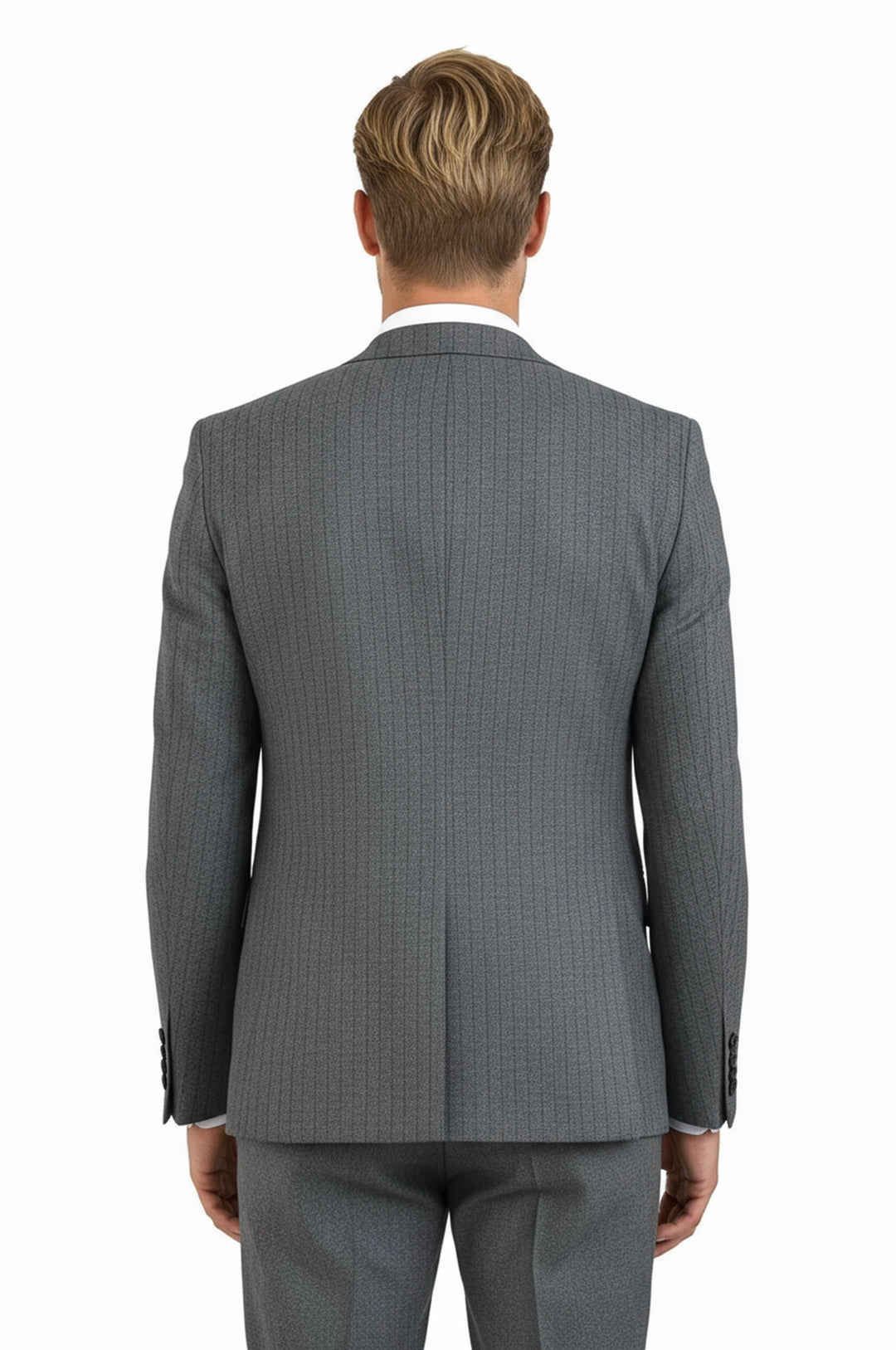 Striped Vested Grey Men's Suit    - Wessi