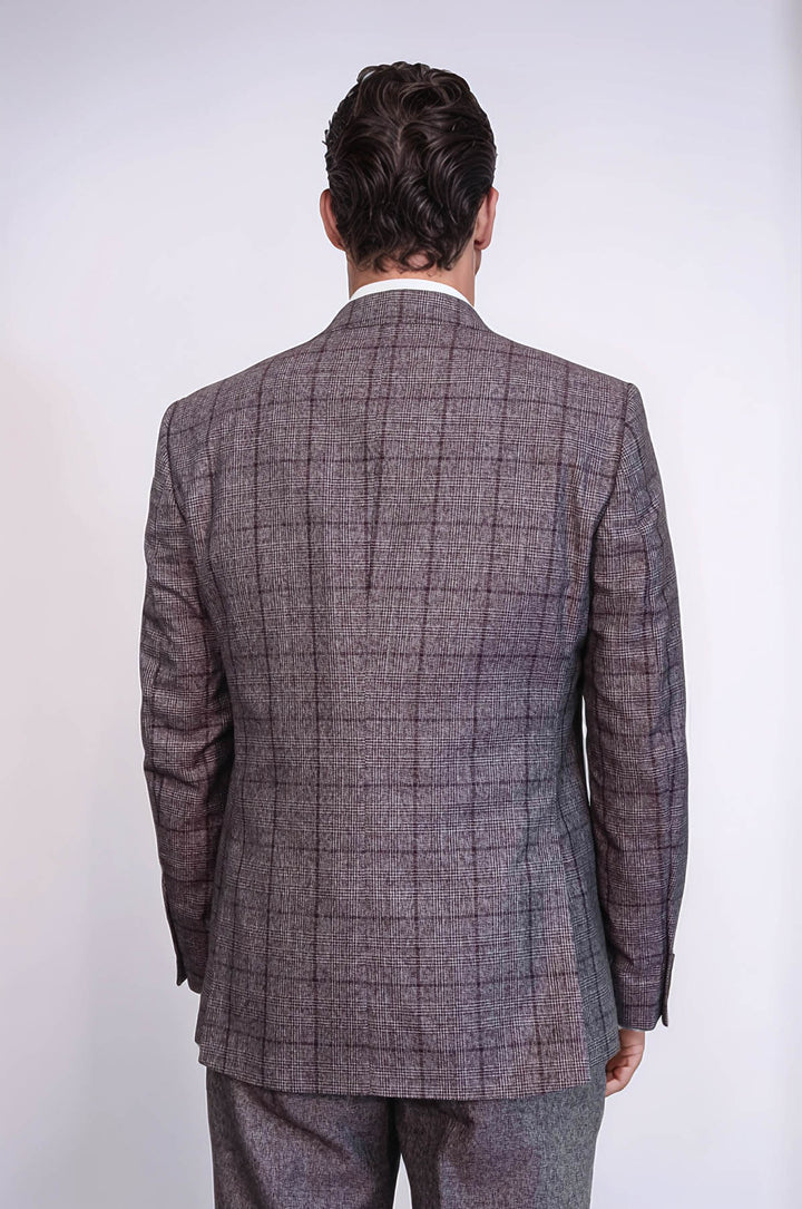 Traje de hombre entallado a cuadros burdeos - Wessi