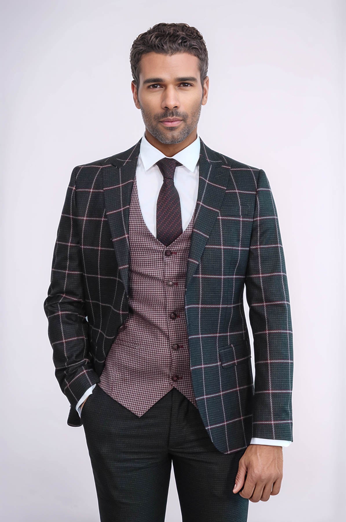 Checked Patterned Slim Fit Black Men Suit - Wessi – Wessi Wholesale