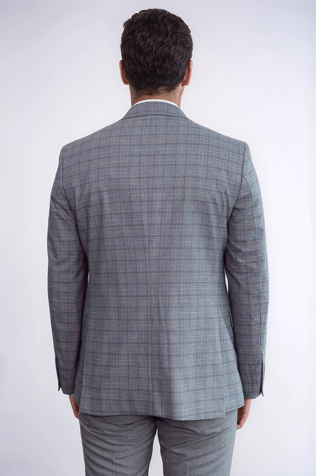 Traje de hombre gris ajustado a cuadros - Wessi