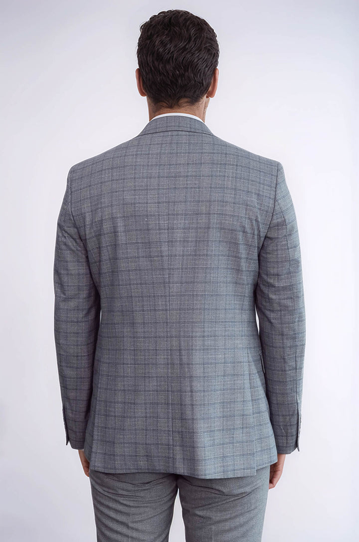 Traje de hombre gris ajustado a cuadros - Wessi