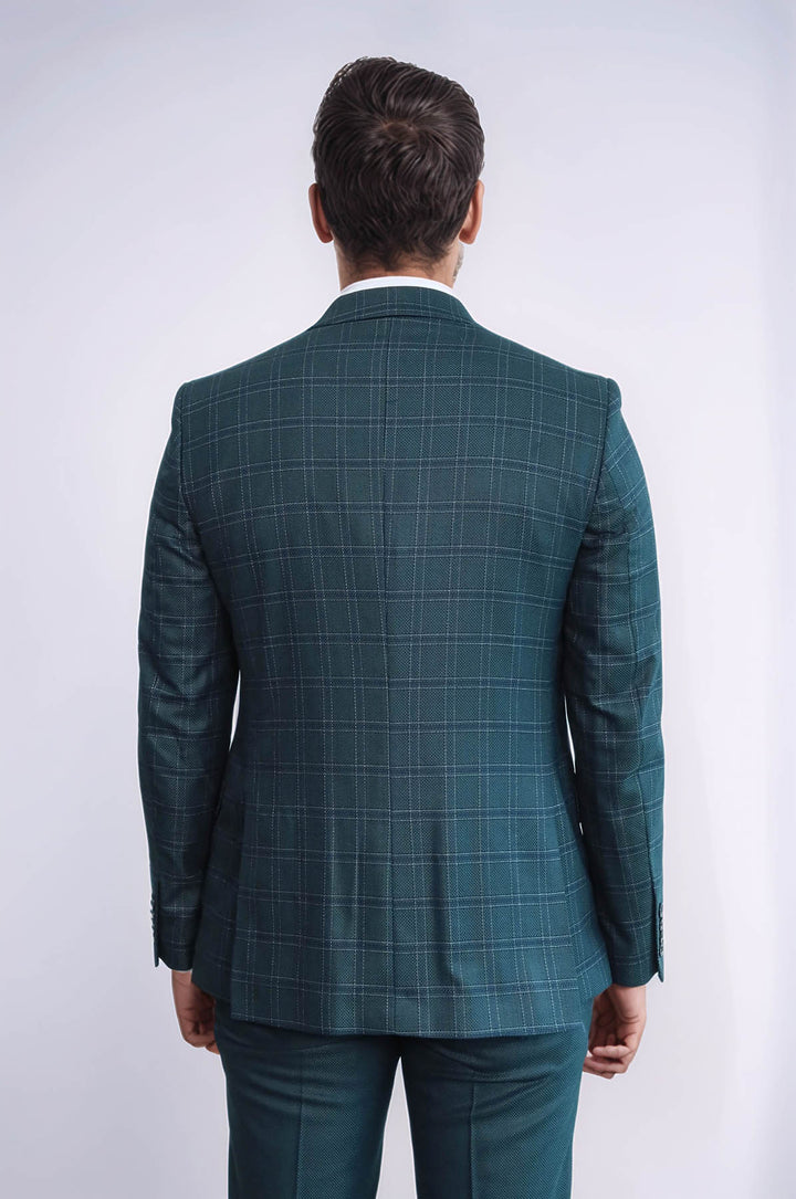 Traje de hombre verde ajustado a cuadros - Wessi