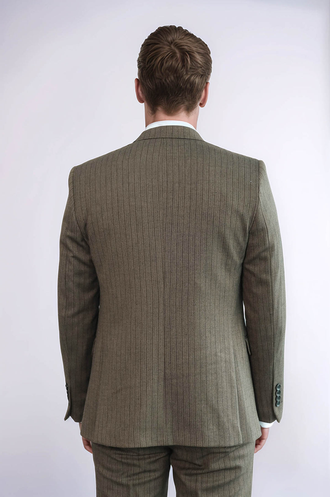 Traje de hombre marrón ajustado a rayas - Wessi