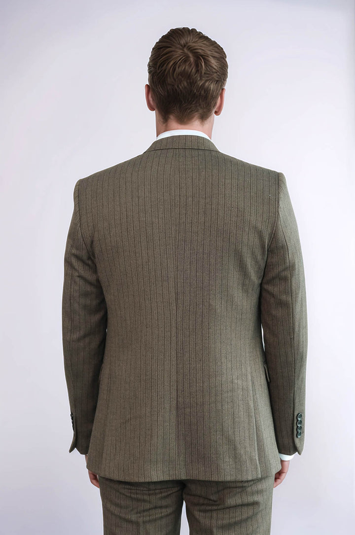 Traje de hombre marrón ajustado a rayas - Wessi
