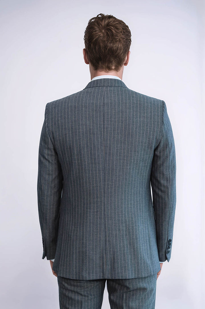 Traje de hombre en color antracita de corte entallado a rayas - Wessi