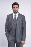 Traje azul marino ajustado con estampado y chaleco para hombre - Wessi