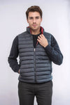 Reversible Quilted Standing Collar Black Men Down Vest - Wessi