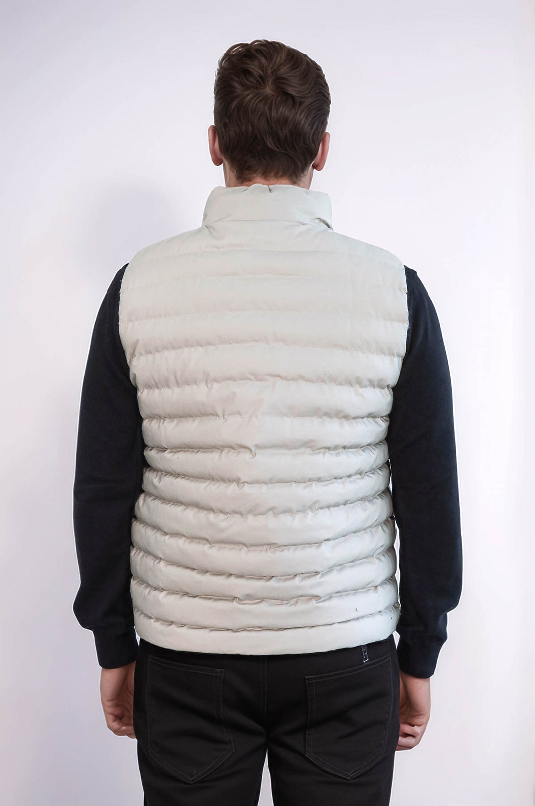 Reversible Puffer Cream Men Down Vest - Wessi