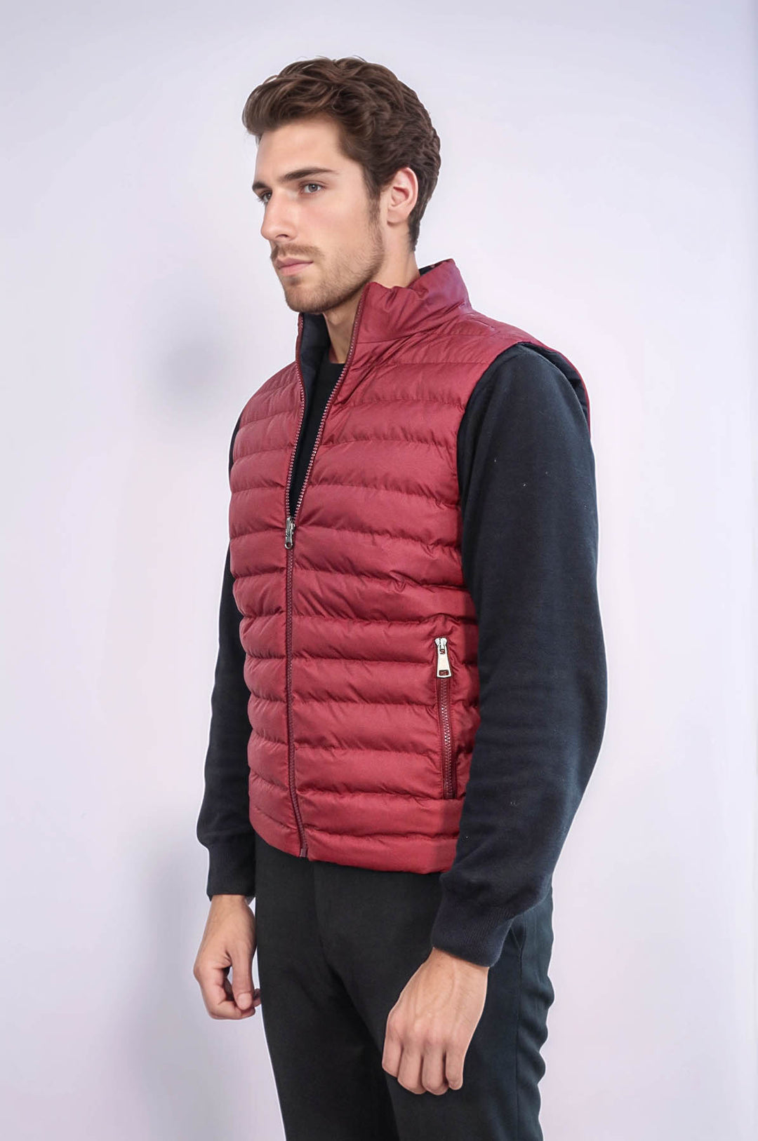 Reversible Puffer Burgundy Men Down Vest - Wessi