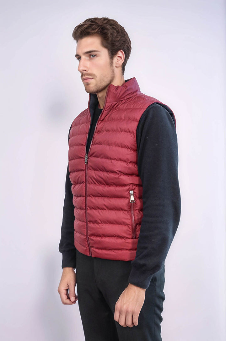 Reversible Puffer Burgundy Men Down Vest - Wessi