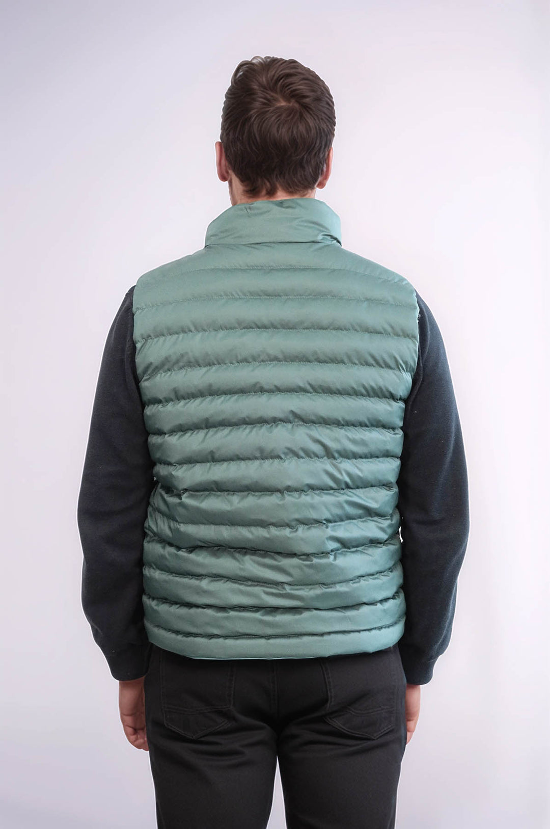 Reversible Puffer Oil Green Men Down Vest - Wessi