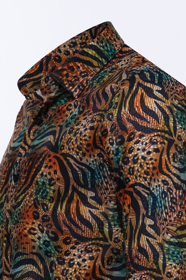 Camisa de hombre multicolor de manga larga con estampado animal - Wessi