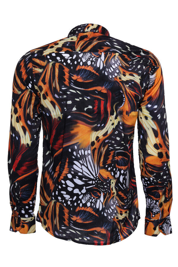 Camisa de hombre multicolor de manga larga con estampado animal - Wessi