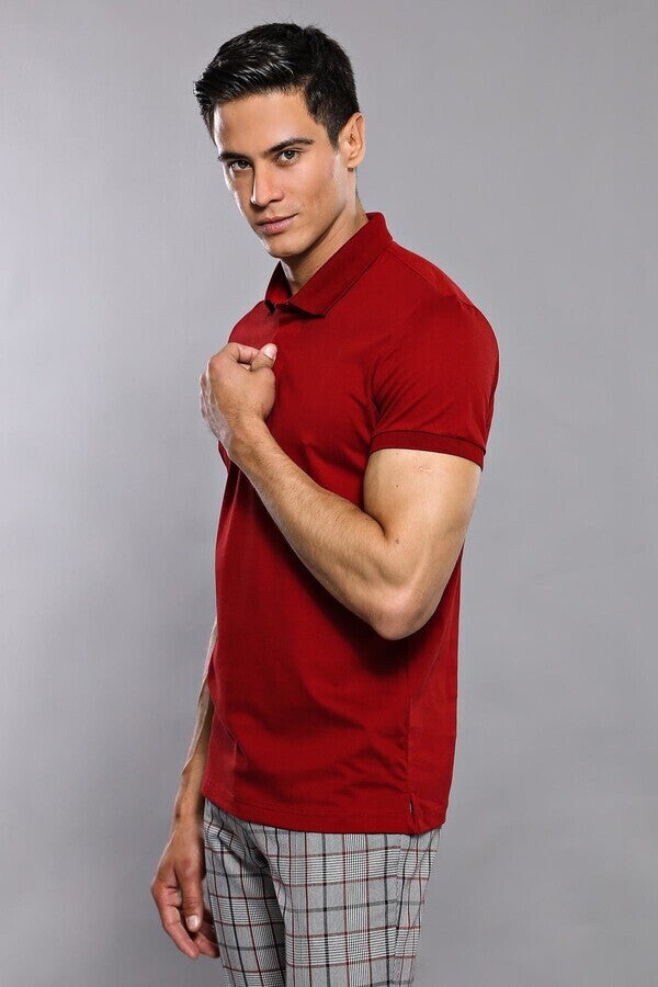 Polo básico rojo burdeos para hombre - Wessi