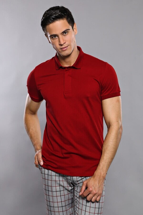 Polo básico rojo burdeos para hombre - Wessi