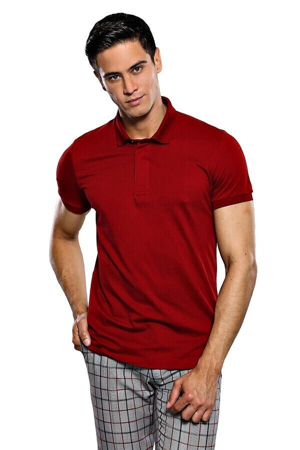 Basic Claret Red Men Polo T-Shirt - Wessi