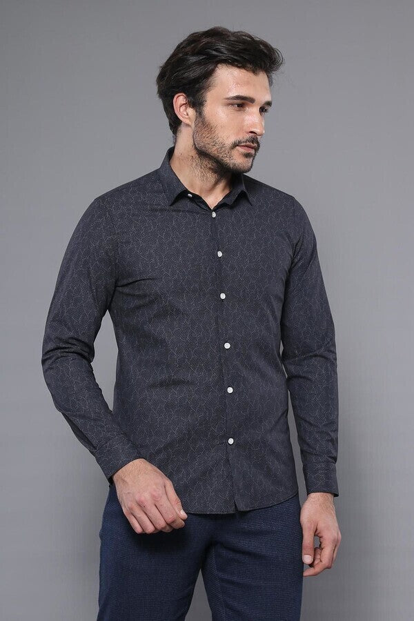 Camisa estampada negra para hombre | Wessi