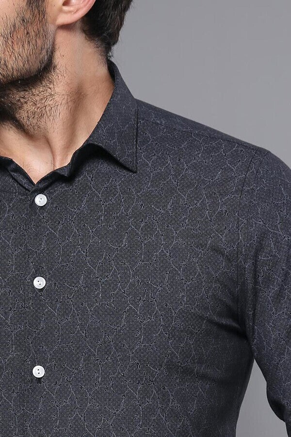 Camisa estampada negra para hombre | Wessi