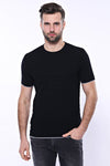 Camiseta de punto de tricot estampada negra para hombre - Wessi