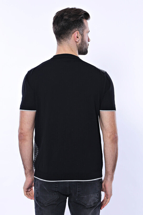 Camiseta polo de punto con cremallera y cuadros negros | Wessi