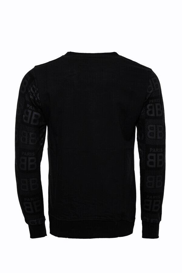 Black Printed Slim Fit Sweatshirt - Wessi