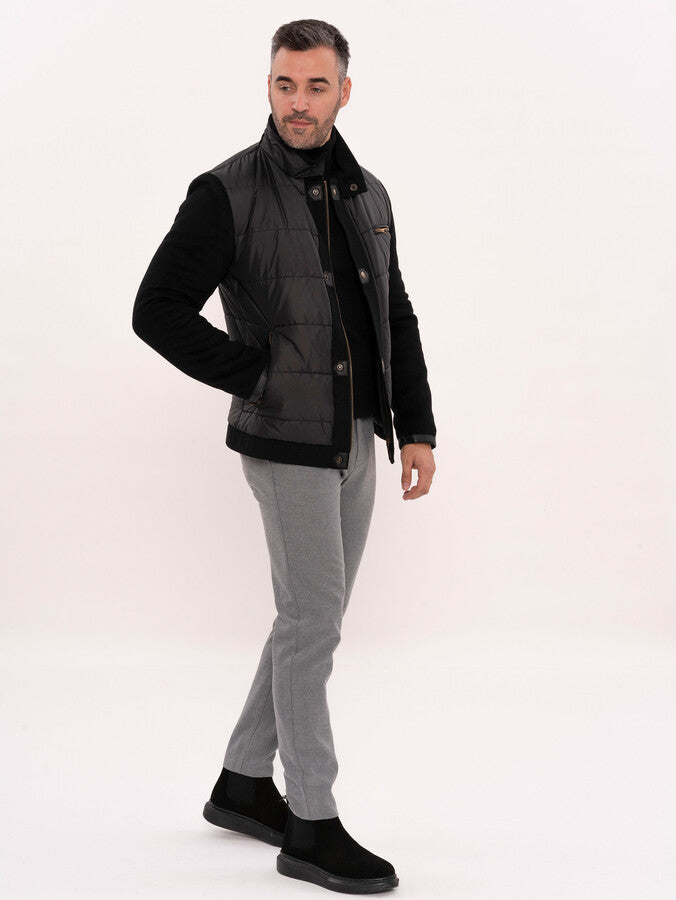 Black Quilted Men Coat - Wessi