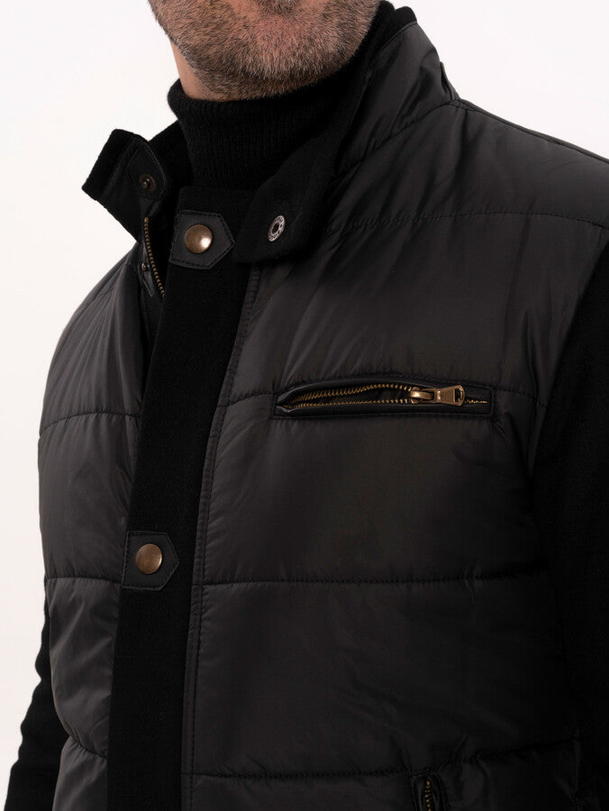 Black Quilted Men Coat - Wessi