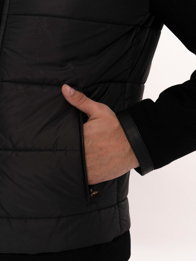 Black Quilted Men Coat - Wessi