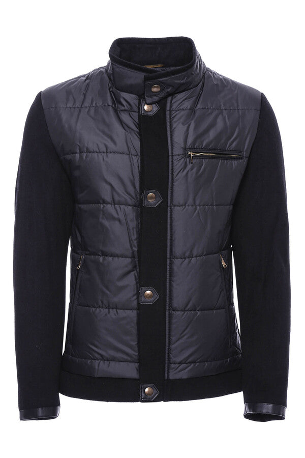 Black Quilted Men Coat - Wessi