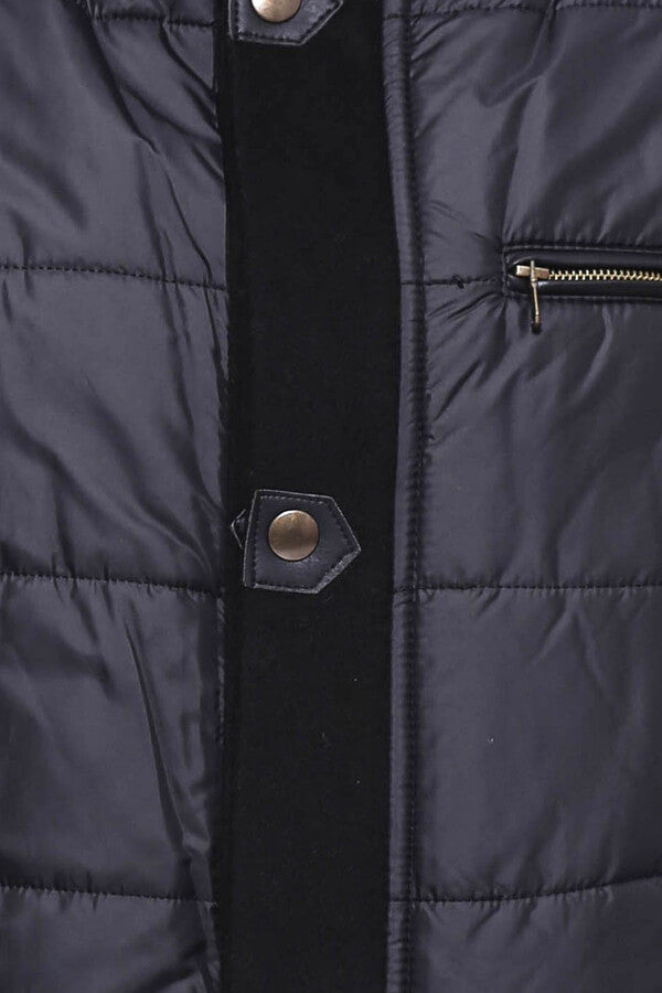 Black Quilted Men Coat - Wessi