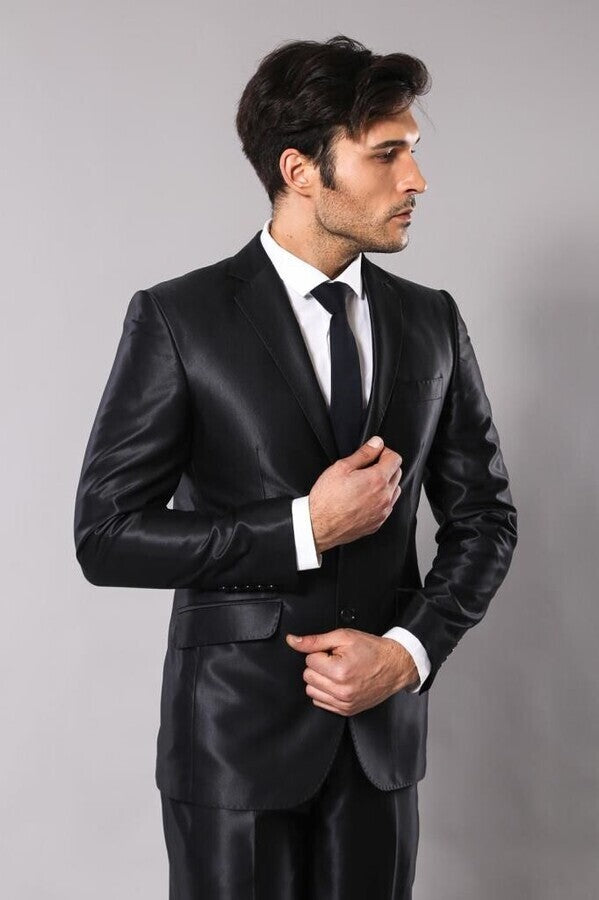 Traje negro brillante para hombre | Wessi - Wessi