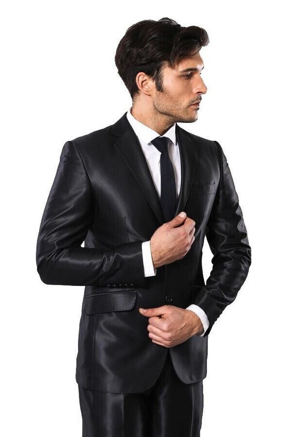 Traje negro brillante para hombre | Wessi - Wessi