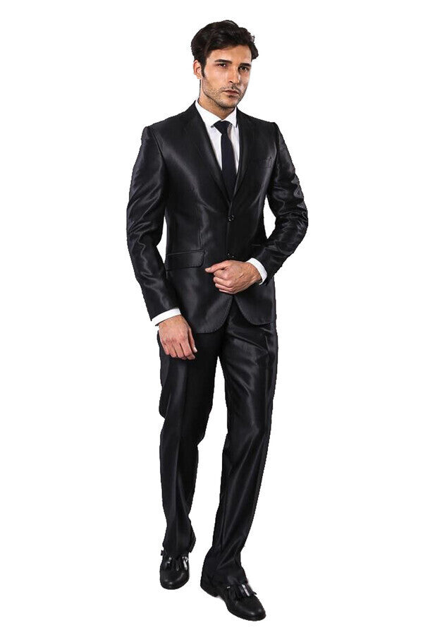 Traje negro brillante para hombre | Wessi - Wessi