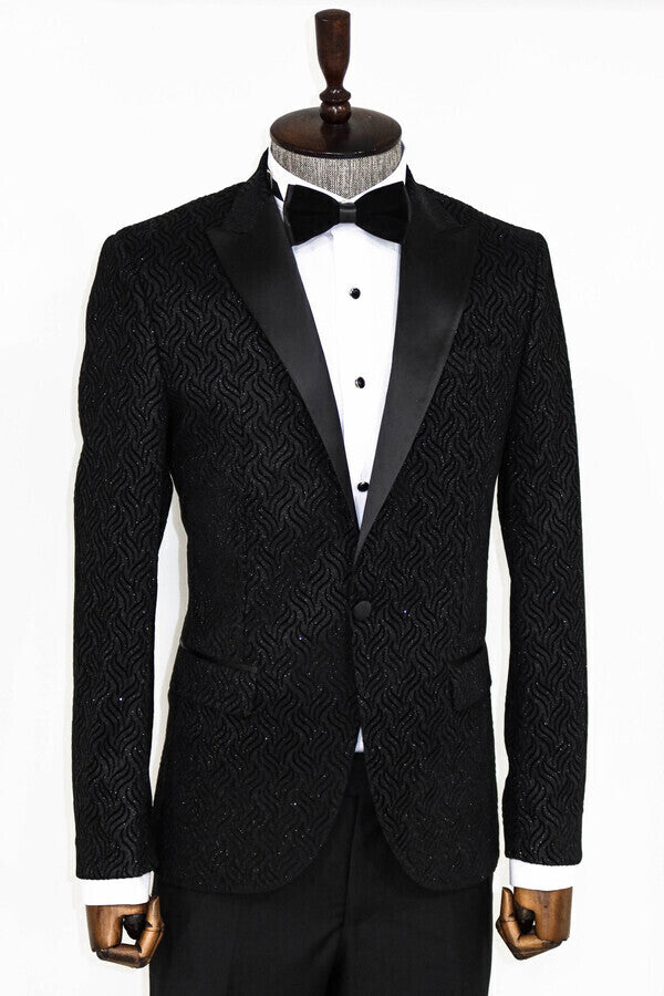 Blazer de fiesta para hombre con estampado brillante en color negro - Wessi