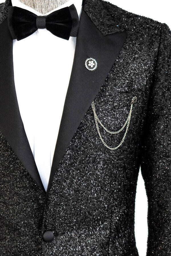 Blazer de esmoquin ajustado con oropel negro - Wessi