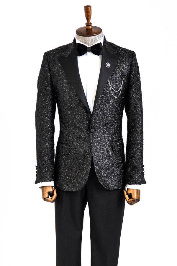 Blazer de esmoquin ajustado con oropel negro - Wessi