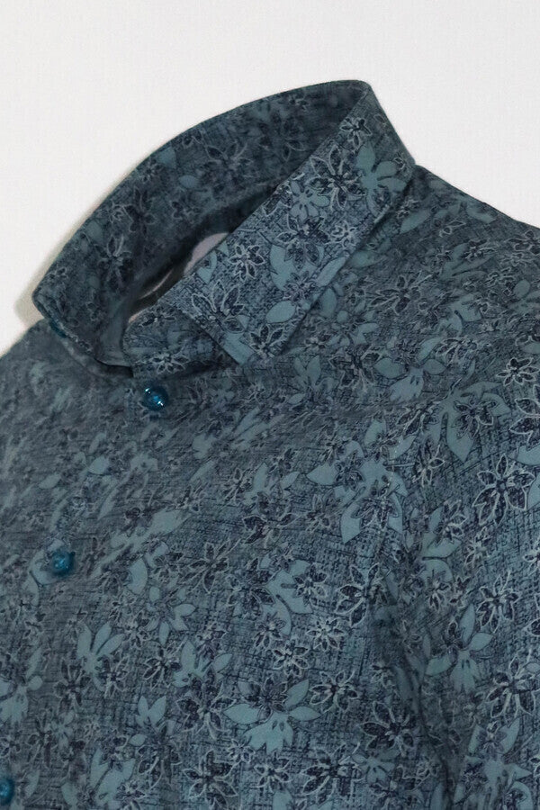 Camisa verde ajustada con estampado Bloom - Wessi