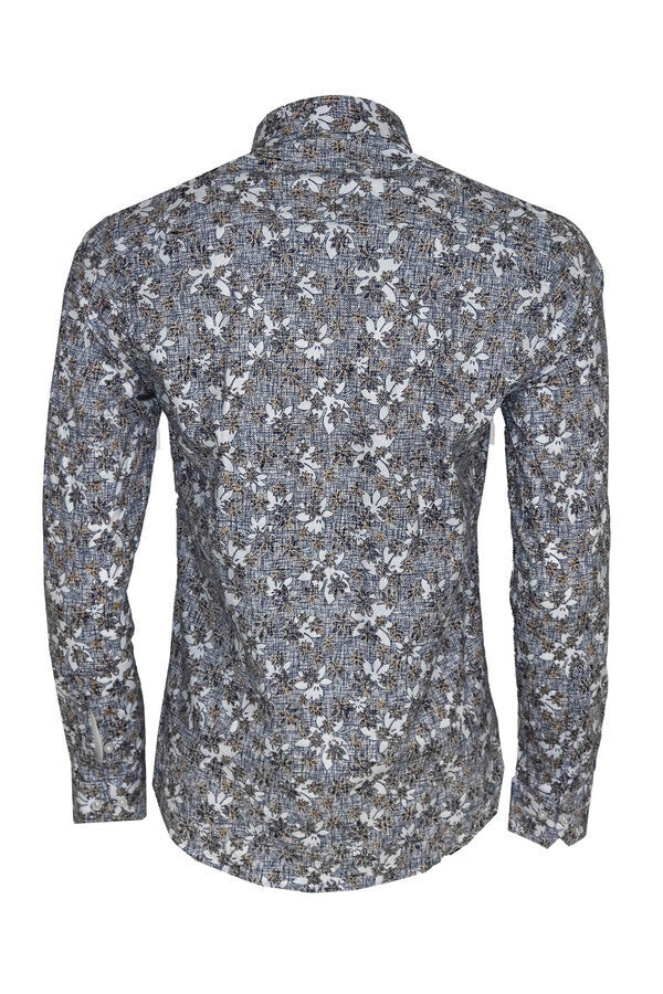 Camisa entallada gris con estampado Bloom - Wessi