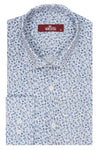 Blue Floral Patterned Slim Fit White Men Shirt - Wessi