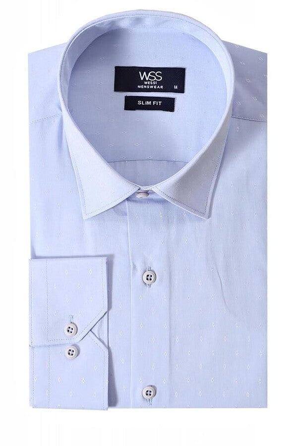 Blue Patterned Slim Fit Shirt - Wessi
