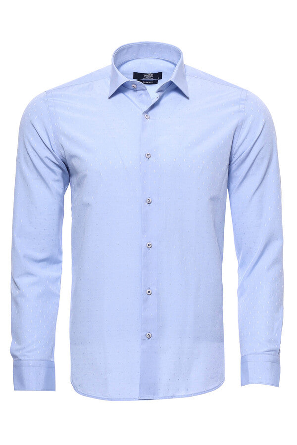 Blue Patterned Slim Fit Shirt - Wessi