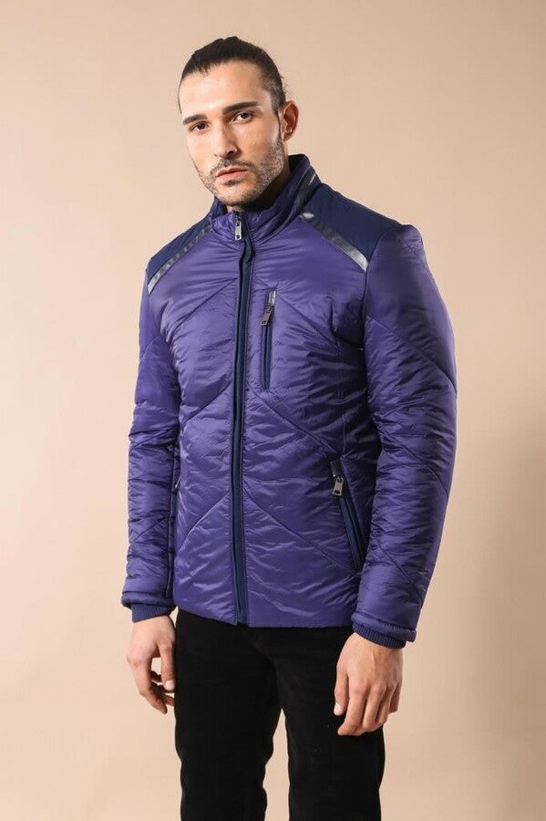 Blue Quilted Down Coat - Wessi