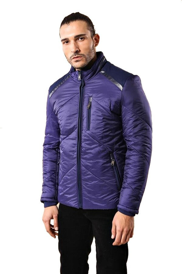 Blue Quilted Down Coat - Wessi