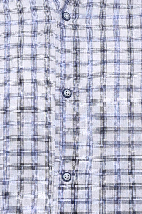 Blue Slim Fit Check Shirt - Wessi