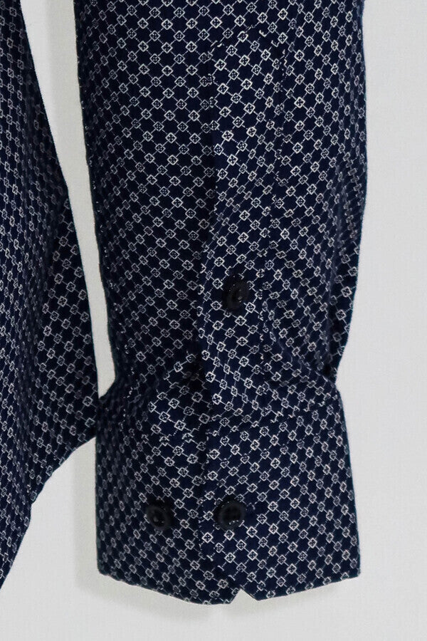 Tiny Check Patterned Slim Fit Blue Men Shirt - Wessi