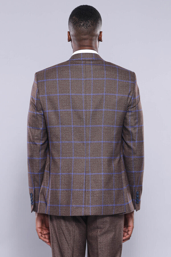 Brown Blue Checked Suit | Wessi - Wessi