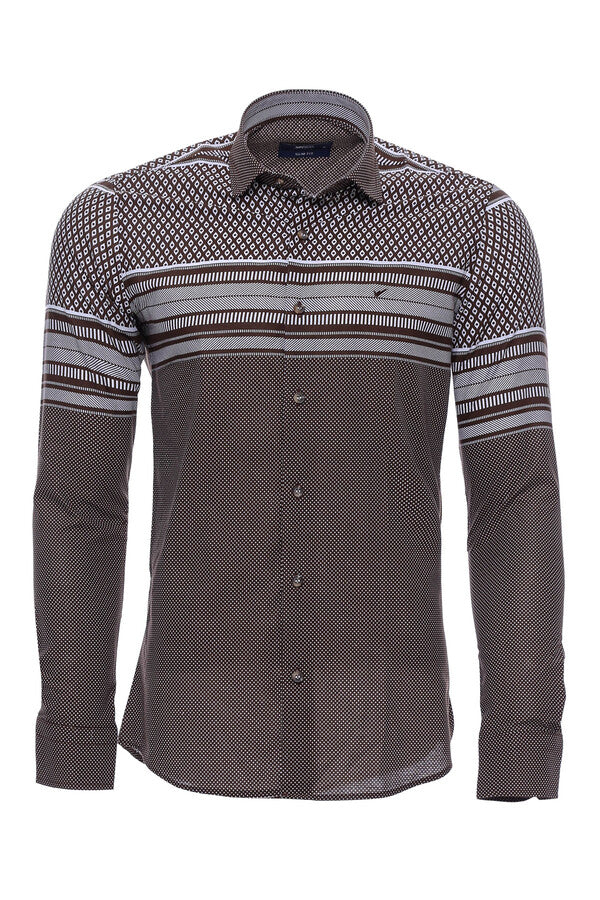 Brown Diamond Patterned Shirt - Wessi