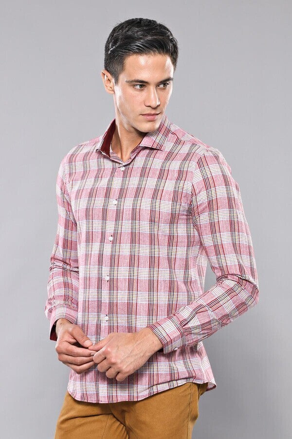 Camisa informal a cuadros burdeos | Wessi