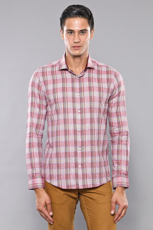 Camisa informal a cuadros burdeos | Wessi